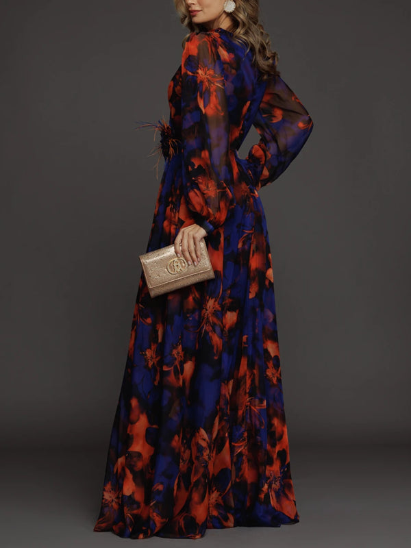 Temperament Floral Elegant Chiffon Ladies Dress