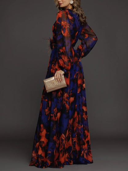 Temperament Floral Elegant Chiffon Ladies Dress