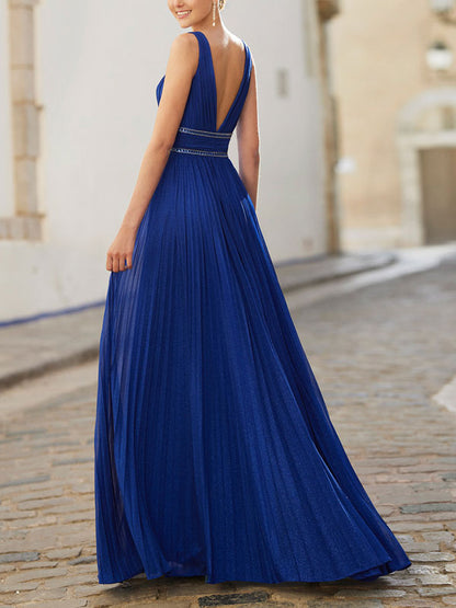 Solid color simple dinner party environmental protection material ladies dress