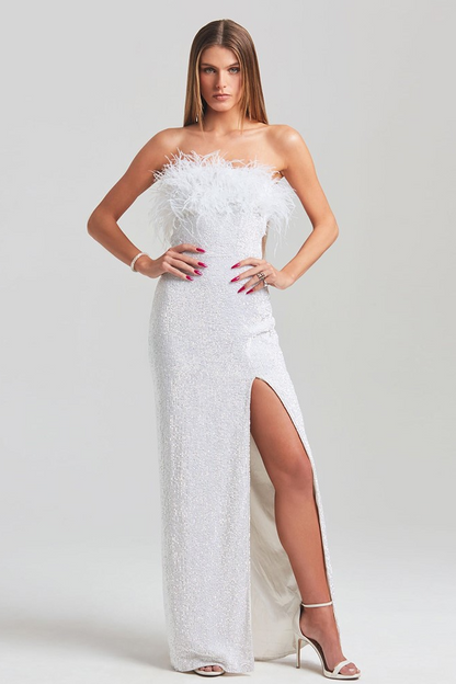 loveedsTM-Off-the-shoulder tube top slit evening dress