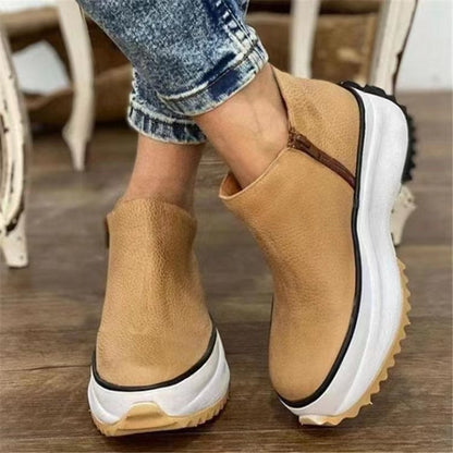 Short boots side zipper casual ladies single shoes