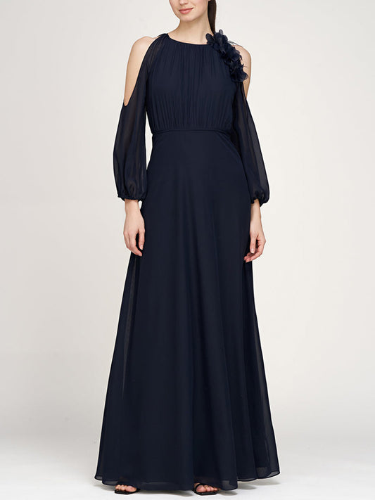 Strapless Mesh Chiffon Women's Gown Dress
