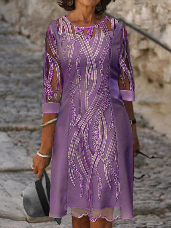 loveedsTM-Fashionable round neck lace sun protection dress