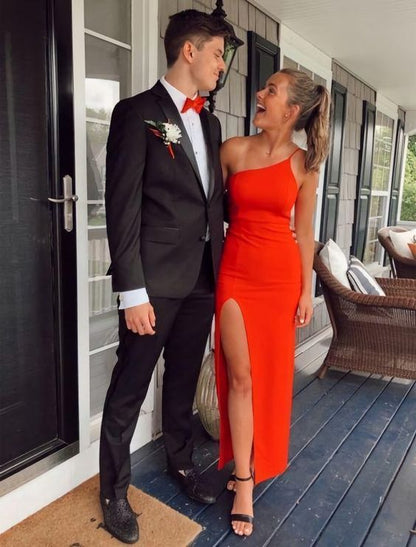 PM505,Simple Red Satin Tight Prom Dresses, Graduation Dress