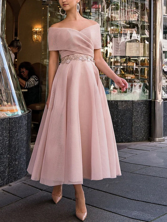 Fashion Mesh Solid Color Dress