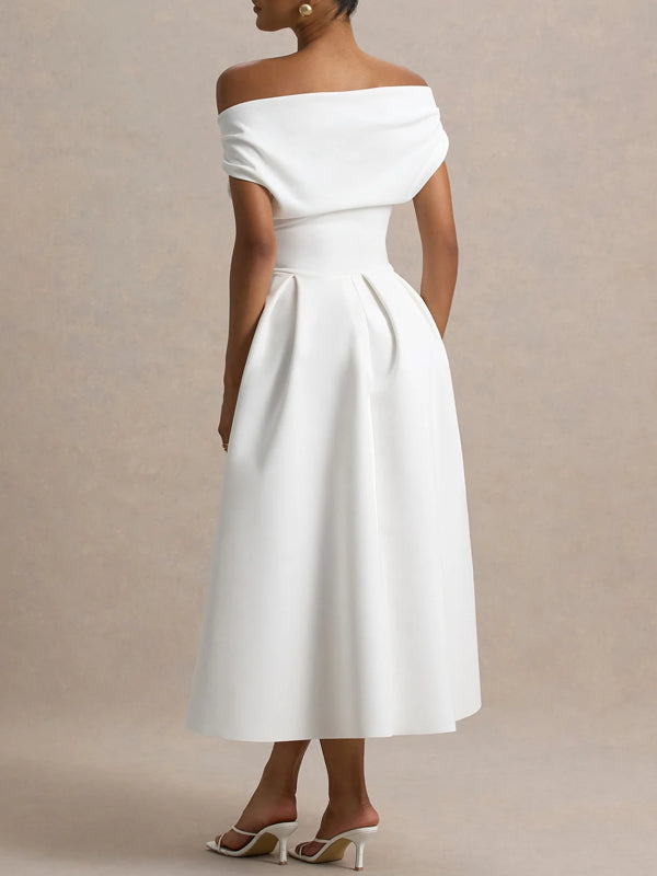 One-shoulder Elegant Solid Color Evening Dress