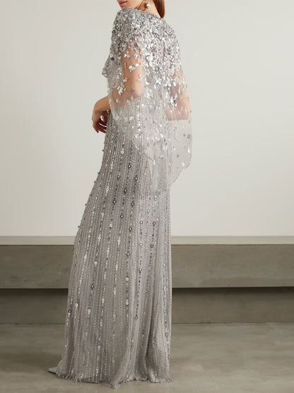 Mesh Sequins Maxi Dress