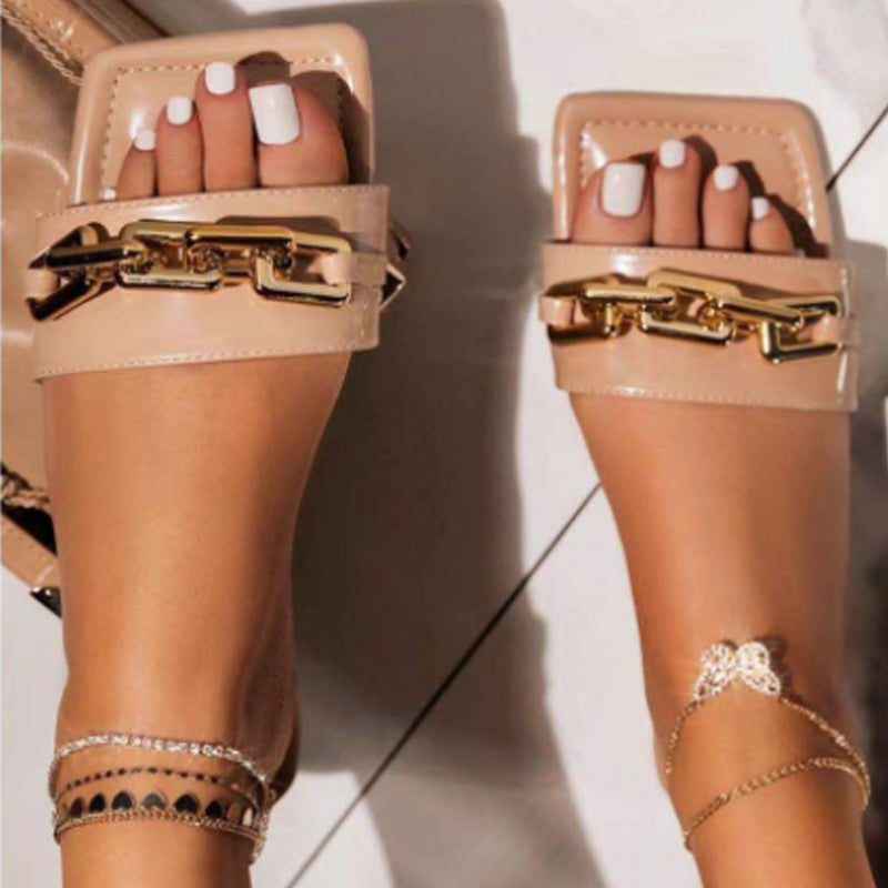 Women‘S Fashion Square Chic Toes Slipper