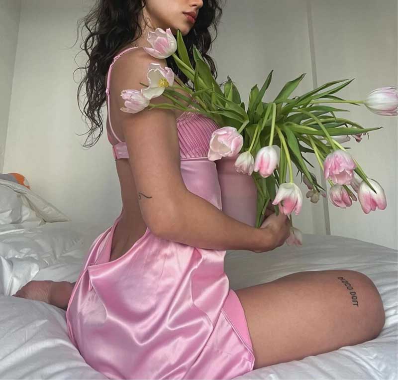 loveedsTM- pink satin slip dress women pinktuck details mini sexy women dress hollow out back chic ladies dress summer party