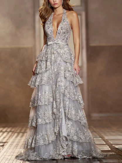 Deep V Sequins Maxi Dress