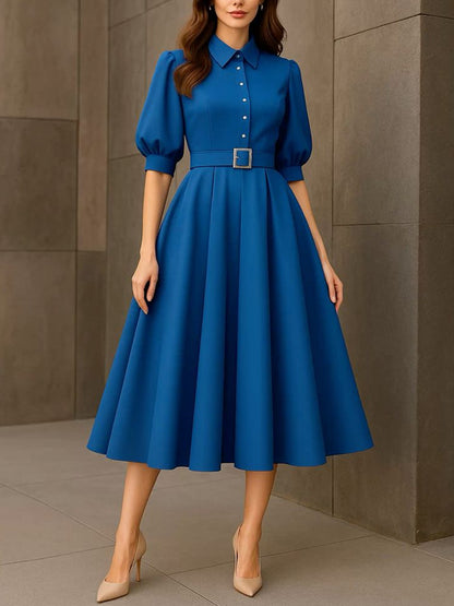 Shirt Collar Elegant Temperament Women's Dress