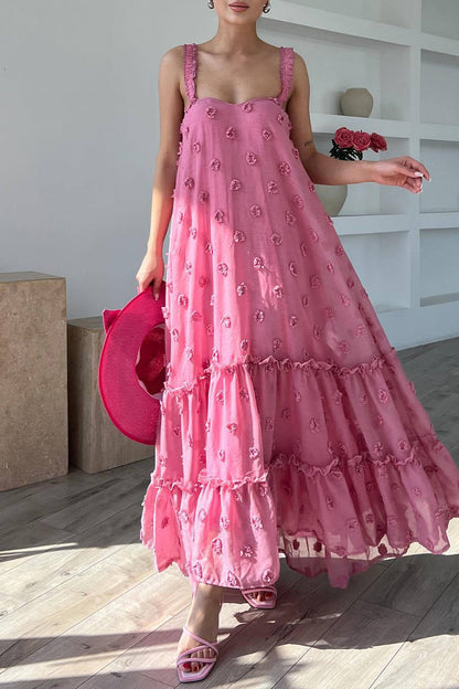 loveedsTM-Elegant Solid Flowers Square Collar Sling Dresses