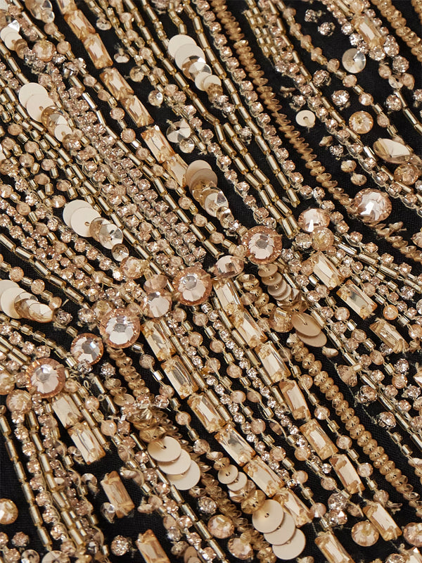 V-Neck Sequined Long Sleeves Maxi Dress