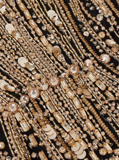 V-Neck Sequined Long Sleeves Maxi Dress