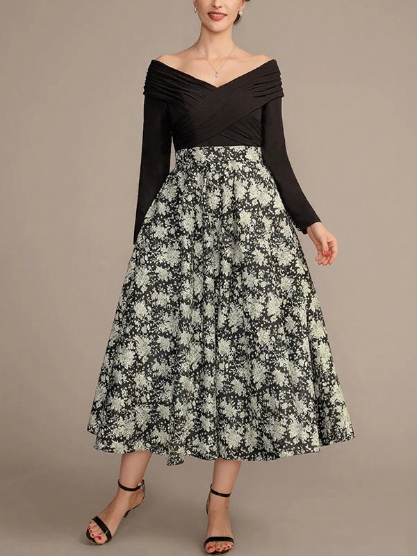 A-Line Off-The-Shoulder Mother of the Bride Dress