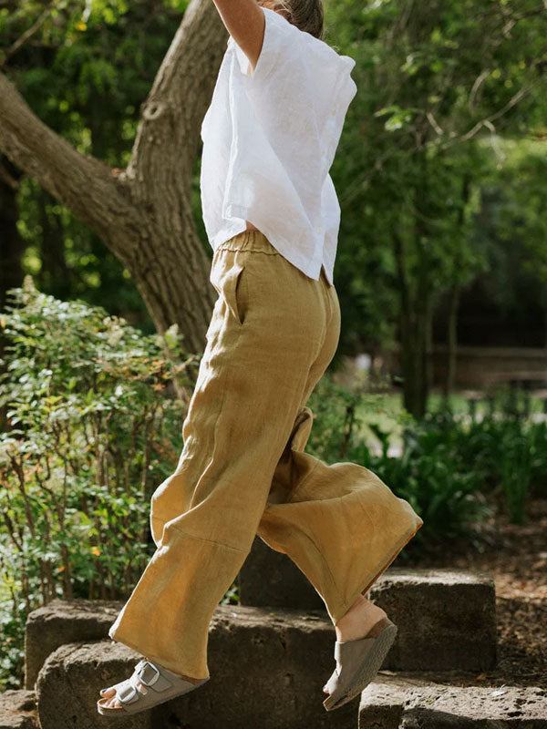 Loose Wide Leg Elastic Waist Women's Pants