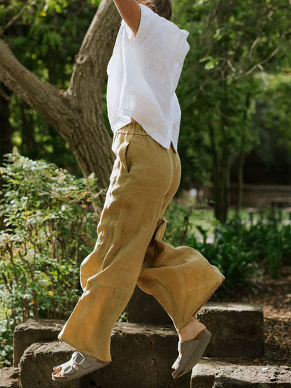 Loose Wide Leg Elastic Waist Women's Pants