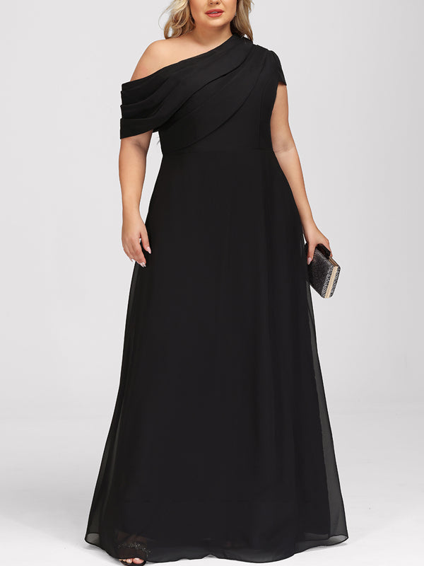 A-line Asymmetrical Floor-Length Chiffon Evening Dress With Pleated