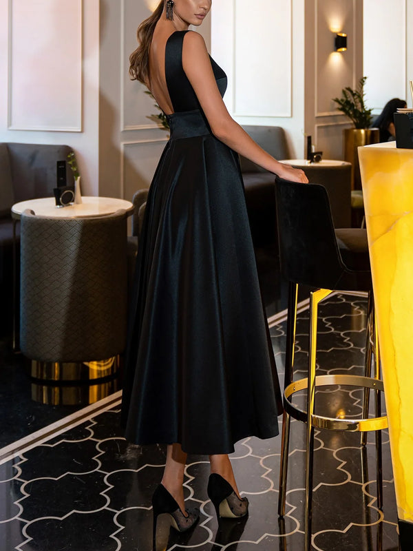 Temperament Satin Elegant Mesh Splicing Women's Dress