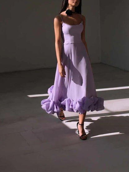 loveedsTM-Flounce Bustier Midi Dress