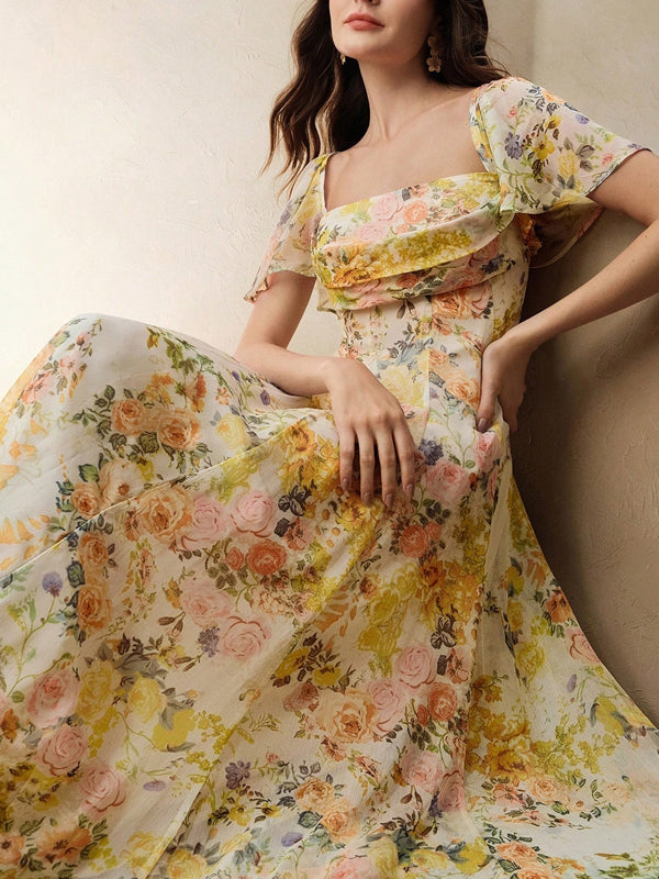 Elegant Floral Resort Dress
