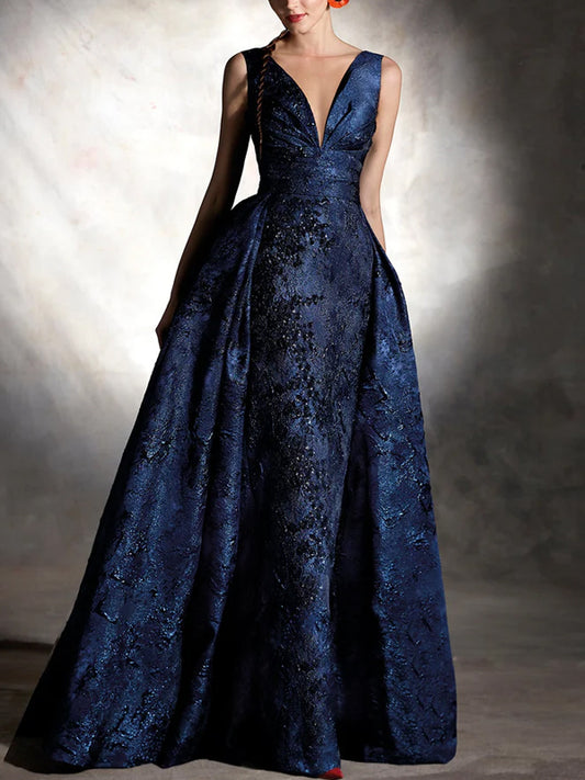 V-Neck Sleeveless Solid Color Maxi Dress