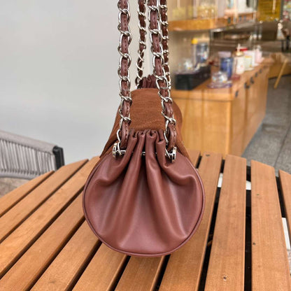 Chanel Accordion Flap Bag In Beige Quilted