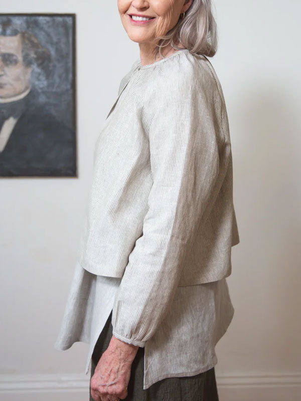 Small Cardigan Cropped Linen Jacket