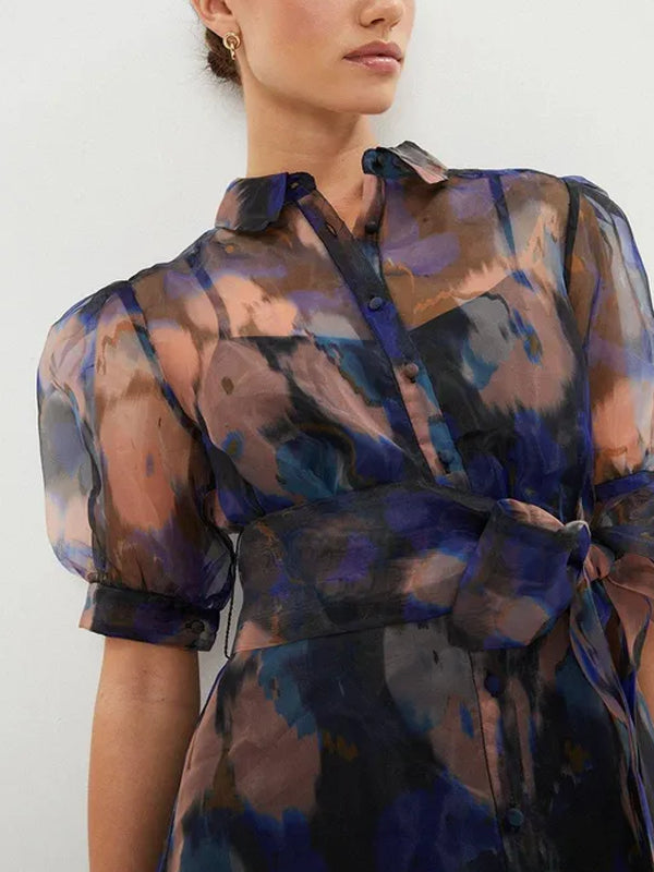 Organza Puff Sleeves Women's Dress