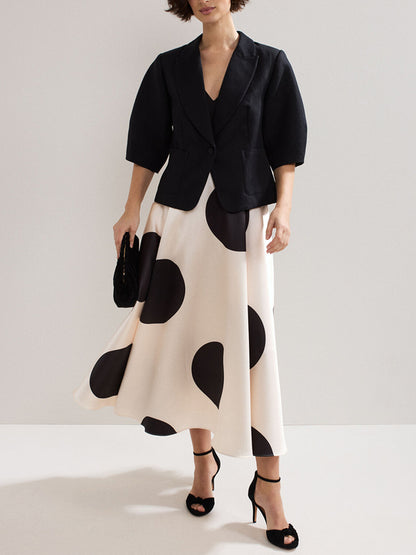 Elegant Polka Dot French Deep V Women's Dress