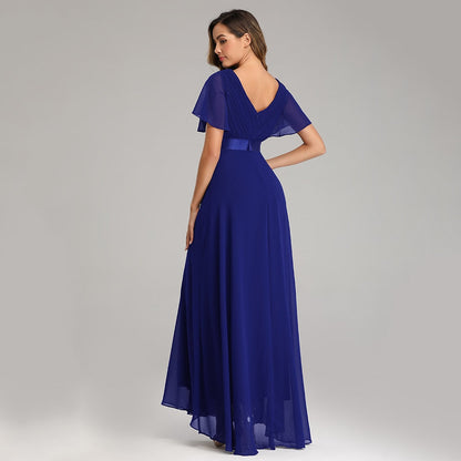loveedsTM- Evening Dresses Elegant V-Neck Ruffles Chiffon Formal Evening Gown  Robe Vestidos De fiesta Dress for Wedding Party