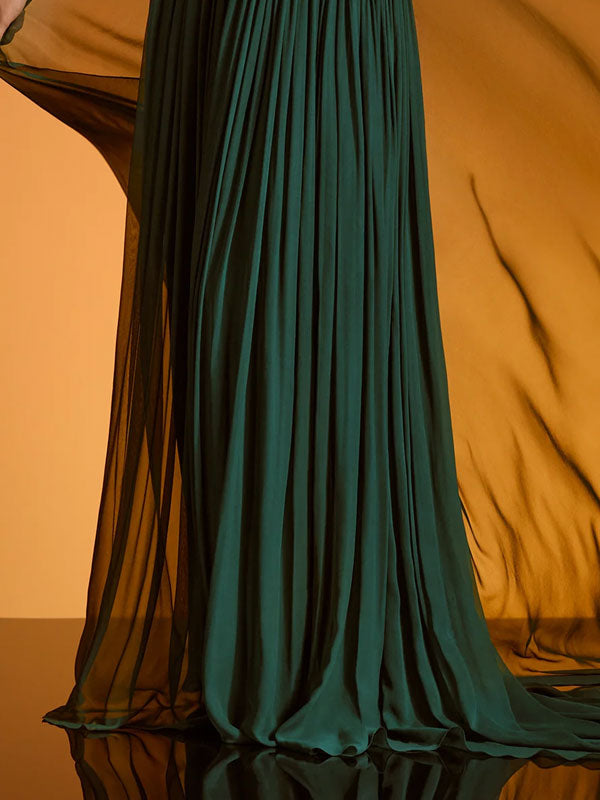 Elegant Flowing Mesh Shawl Women's Gown