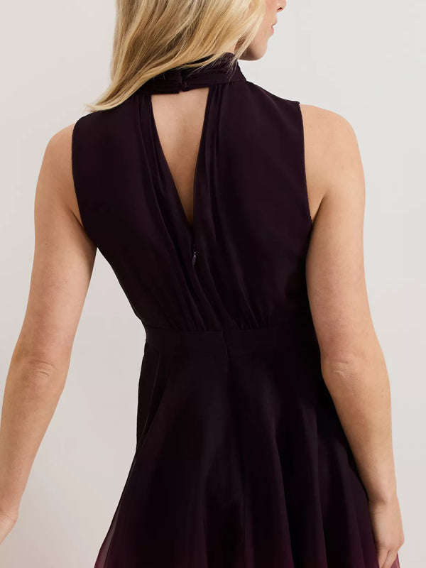 Gradient Pleated Chiffon Sleeveless Women's Dress