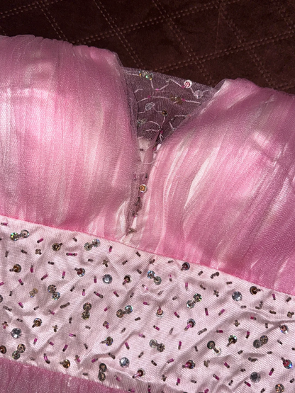 Pink Homecoming Dress Gorgeous Beaded Short Tulle Ball Gown Evening Dress gh4418