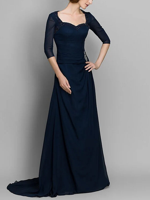 Chiffon Solid Color Sequins Maxi Dress