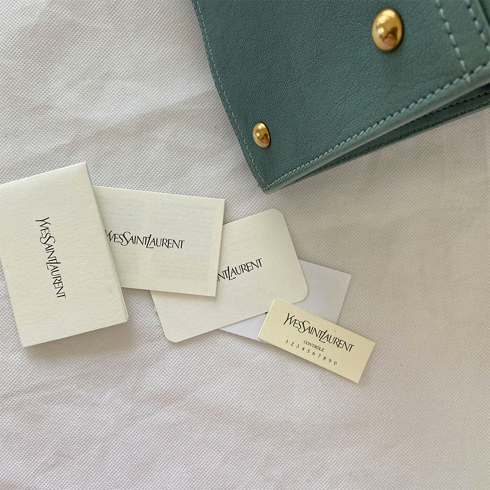 Saint Laurent Blue Leather Medium Cabas Chyc Tote