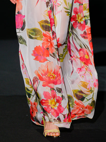 Elegant Floral Catwalk Women's Dress