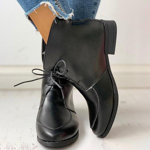 Women's leather boots with front lace-up Martin boots