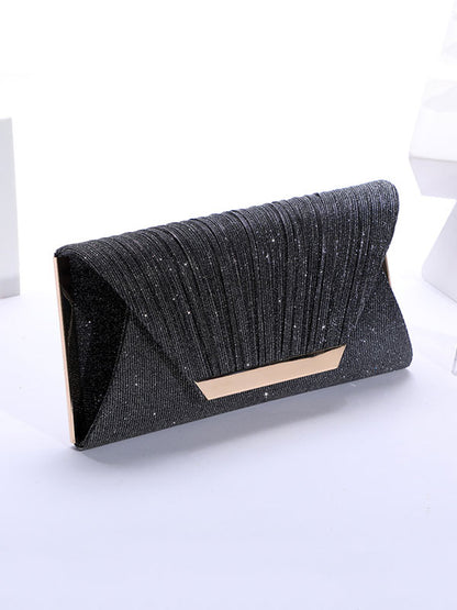 Simple Pleated Sequined Evening Bag