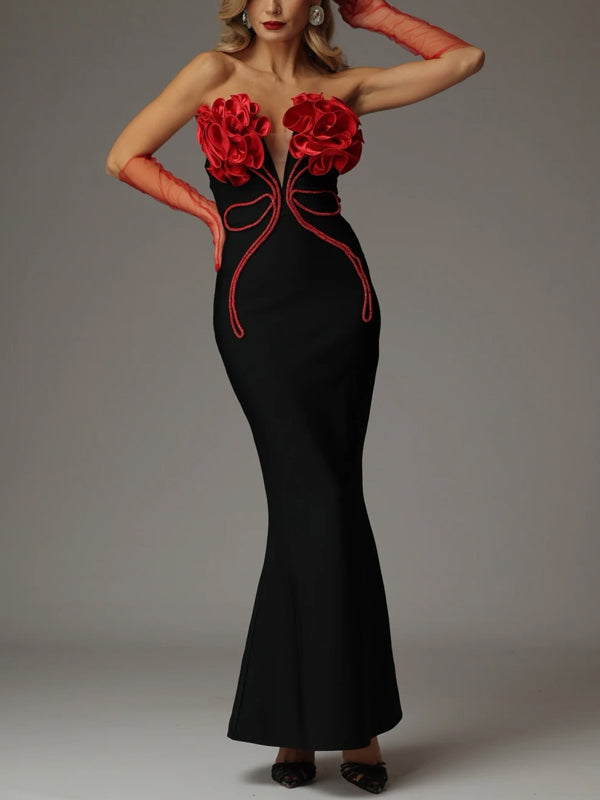 Solid Color Tube Top Maxi Dress