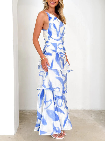 Single Room Cascading Print Dress