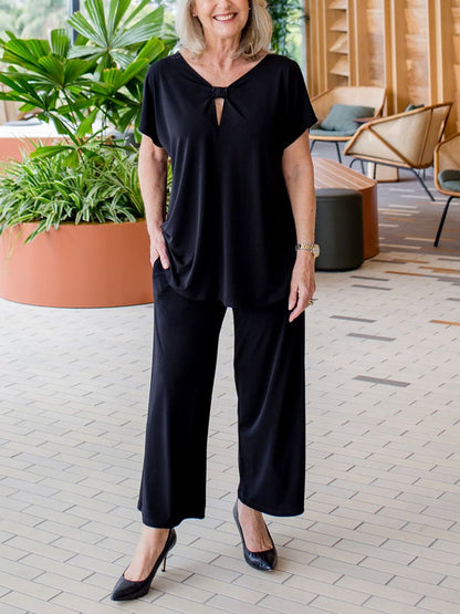 Round Neck Pullover Undershirt Ladies Sets