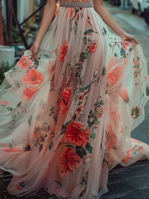 Sexy Tulle Temperament Applique Women's Dress