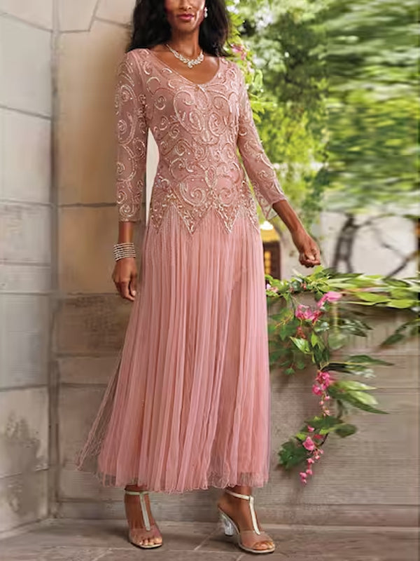 V-Neck Printed Midi Dress