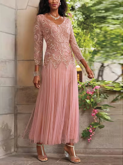 V-Neck Printed Midi Dress