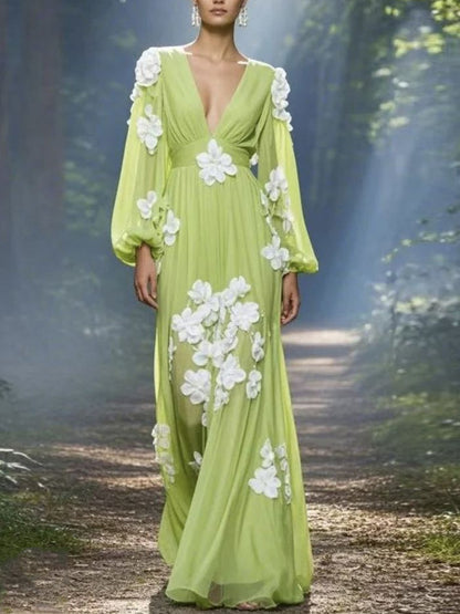 Handmade Applique Temperament Women's Dress