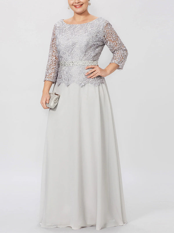 Plus Size Round Neck Lace Maxi Dress
