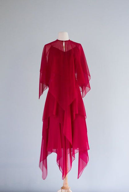 Dark pink chiffon fashion long party dress prom dress evening gown gh4759