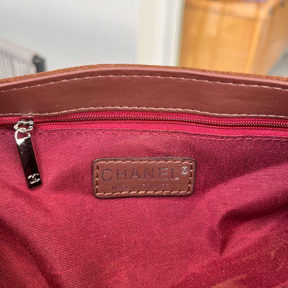 Chanel Accordion Flap Bag In Beige Quilted