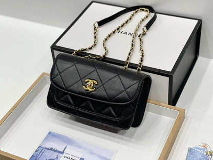 Chanel small Flap Bag Calfskin & Gold-Tone Metal black